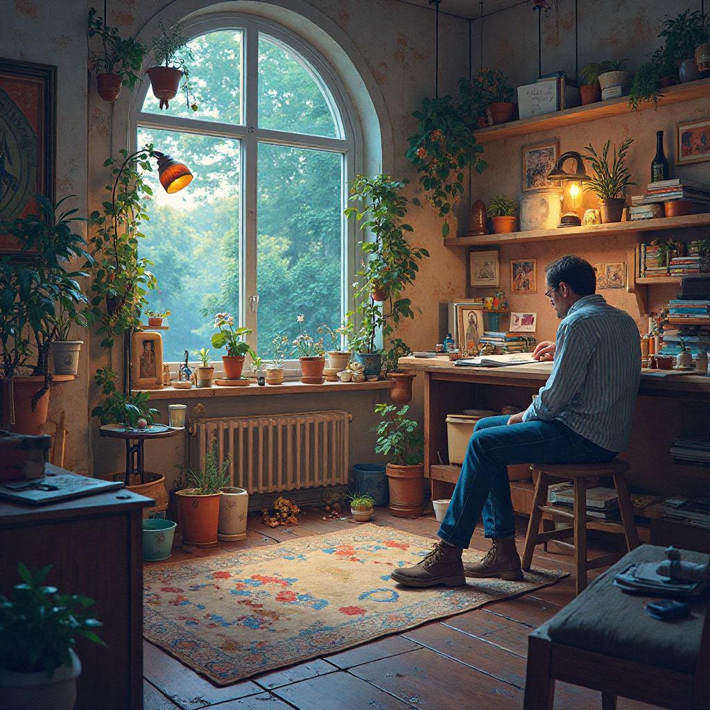 Fantasy art collaboration in studio